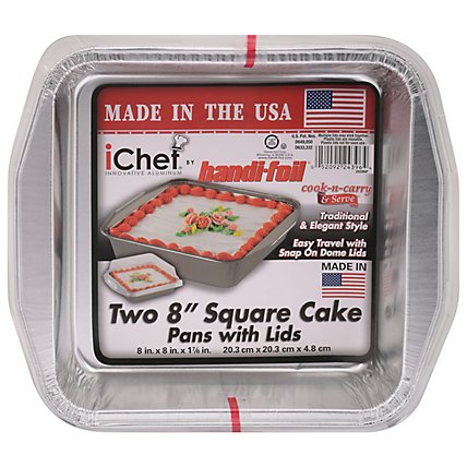 Handi-foil iChef Cook-N-Carry & Serve Cake Pans with Lids Square 8 x 8 - 2 Count - Image 3