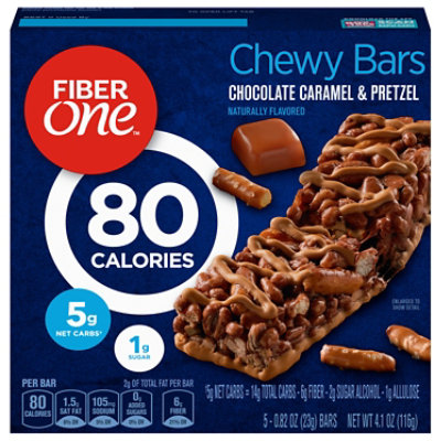 Fiber One Bars Chewy 70 Calories Chocolate Caramel & Pretzel - 5-0.82 Oz
