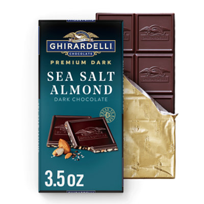 GHIRARDELLI PREMIUM DARK Sea Salt Almond Dark Chocolate Bar - 3.5 Oz
