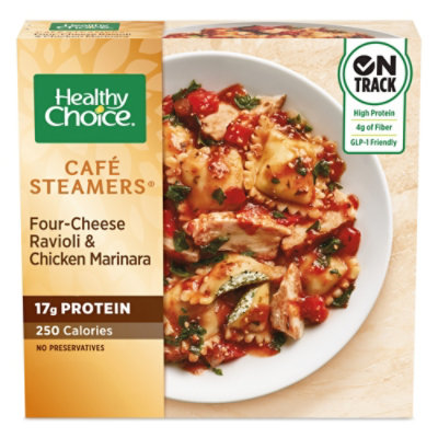 Healthy Choice Cafe Steamers Four Cheese Ravioli & Chicken Marinara Frozen Meal - 10 Oz - Image 1