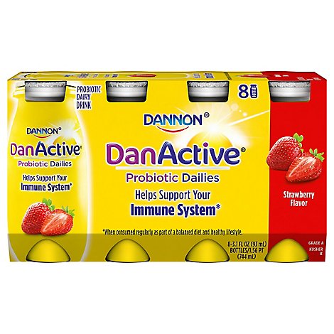 Dannon DanActive Strawberry Probiotic Dailies 8-3.1 Fl. Oz.