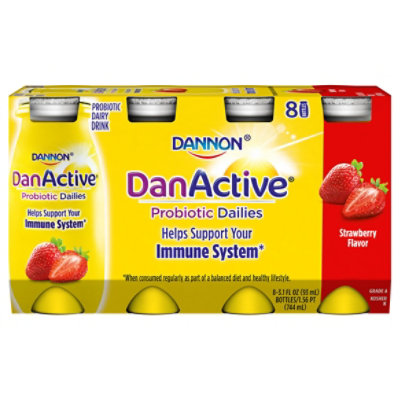 Dannon DanActive Probiotic Dairy Drink Strawberry - 8-3.1 Fl. Oz.