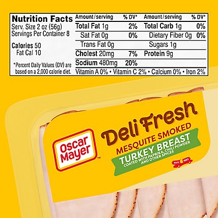 Oscar Mayer Deli Fresh Mesquite Smoked Turkey Breast Sliced Lunch Meat Family Size Tray - 16 Oz - Image 6