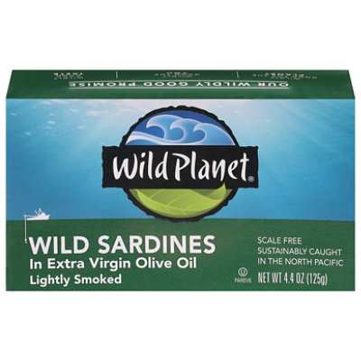 Wild Planet Sardines Wild Lightly Smoked in Extra Virgin Olive Oil Box - 4.4 Oz - Image 1