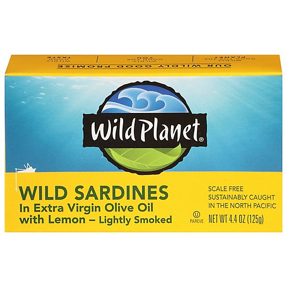 Wild Planet Wild Sardines In Extra Virgin Olive Oil With Lemon Lightly Smoked - 4.4 Oz