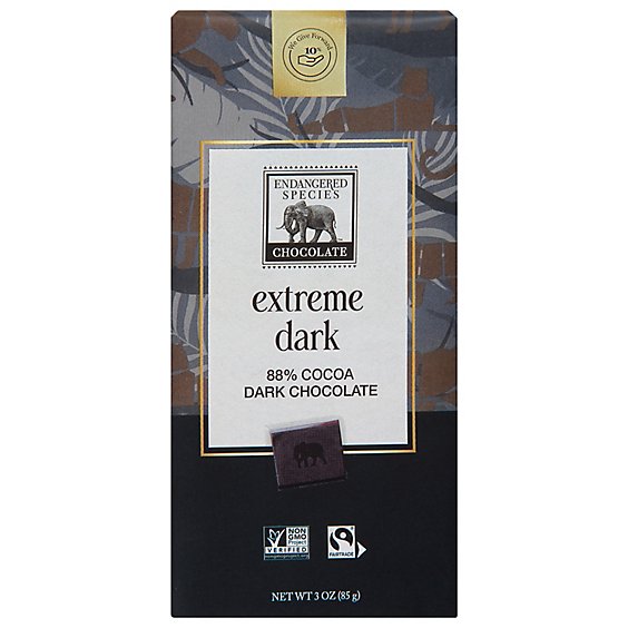 Endangered Species Chocolate Bar Dark Chocolate Panther 88% Cocoa - 3 Oz