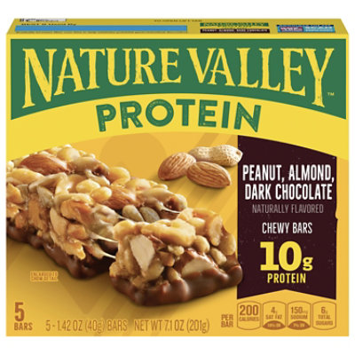 Nature Valley Chewy Granola Bar, Protein, Gluten Free, Peanut Butter Dark  Chocolate, 5 Bars-1.42 Ounce each bar, 7.1 Ounce (Pack of 4)