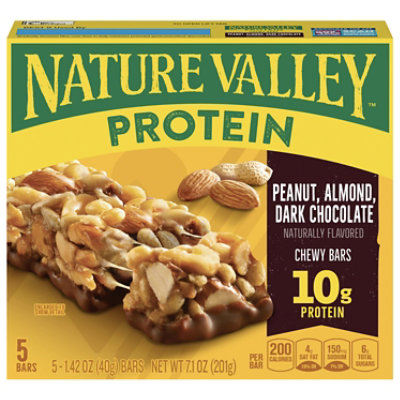 Nature Valley Chewy Granola Bar, Protein, Gluten Free, Peanut Butter Dark  Chocolate, 5 Bars-1.42 Ounce each bar, 7.1 Ounce (Pack of 4)