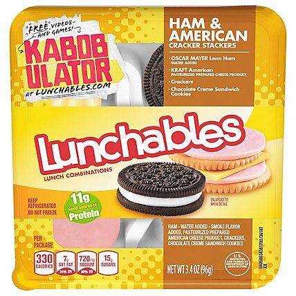 Lunchables Ham & American Cheese Cracker Stackers Snack Kit with Chocolate Cookies Tray - 3.4 Oz - Image 2