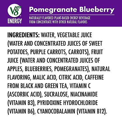 V8 V Fusion Plus Energy Pomegranate Blueberry Vegetable & Fruit Juice - 6-8 Fl. Oz. - Image 6