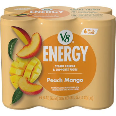 V8 +Energy Peach Mango Juice Energy Drink - 6-8 Fl. Oz. - Image 1