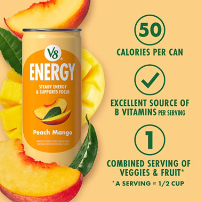 V8 +Energy Peach Mango Juice Energy Drink - 6-8 Fl. Oz. - Image 3