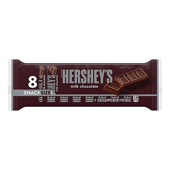 Hersheys Milk Chocolate Snack Size Candy Bars 8 Count - 0.45 Oz