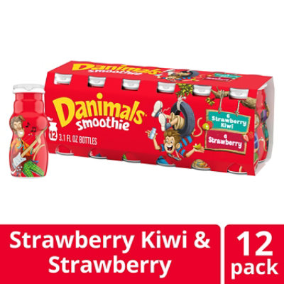 Danimals Strawberry Explosion & Strikin Strawberry Kiwi Variety Pack Smoothies Multipack - 12-3.1 Fl. Oz. - Image 1