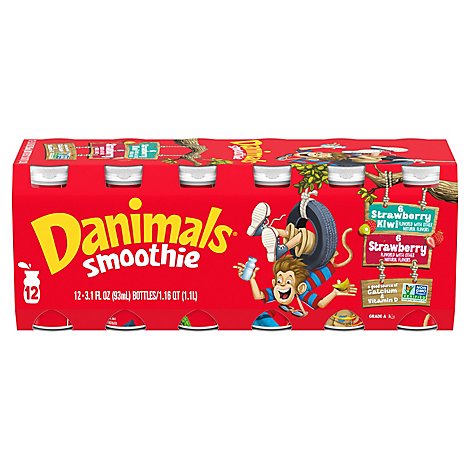 Danimals Strawberry Explosion & Strikin Strawberry Kiwi Smoothies Variety Pack - 12-3.1 Fl. Oz.