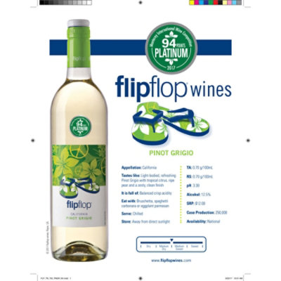 Flipflop Pinot Grigio White Wine - 750 Ml - Image 2