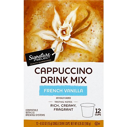 Signature SELECT Coffee Pods Single Serve Cappuccino Drink Mix French Vanilla - 12-0.53 Oz - Image 2