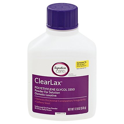 Signature Care ClearLax Powder For Solution Polyethylene Glycol 3350 Osmotic Laxative - 17.9 Oz - Image 3