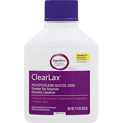 Signature Care ClearLax Powder For Solution Polyethylene Glycol 3350 Osmotic Laxative - 17.9 Oz - Image 2