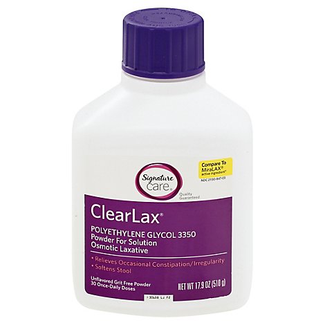 Signature Care ClearLax Powder For Solution Polyethylene Glycol 3350 Osmotic Laxative - 17.9 Oz