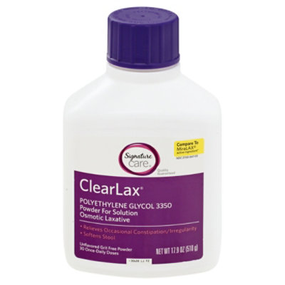 Signature Care ClearLax Powder For Solution Polyethylene Glycol 3350 Osmotic Laxative - 17.9 Oz