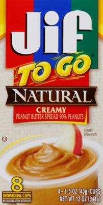 Jif To Go Natural Peanut Butter Creamy Low Sodium - 8-1.5 Oz - Image 2