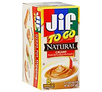 Jif To Go Natural Peanut Butter Creamy Low Sodium - 8-1.5 Oz