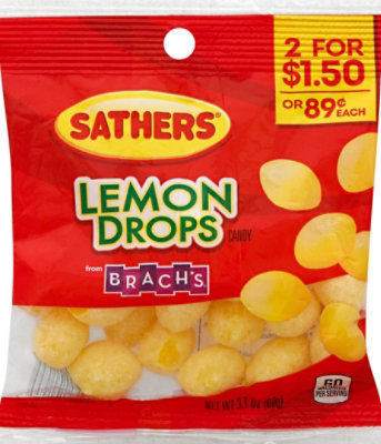 Sathers Lemon Drops Candy Naturally Flavored - 3.1 Oz