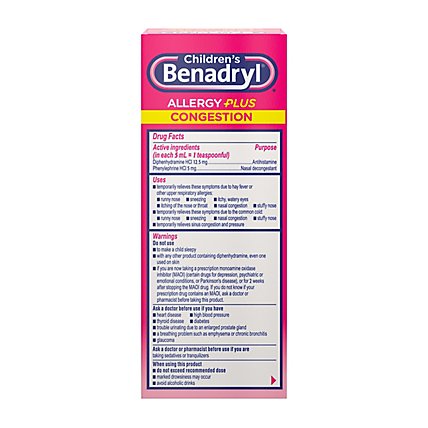Benadryl Childrens Allergy & Sinus Grape Flavored Liquid - 4 Fl. Oz. - Image 4