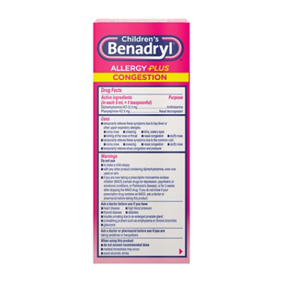 Benadryl Childrens Allergy & Sinus Grape Flavored Liquid - 4 Fl. Oz. - Image 5