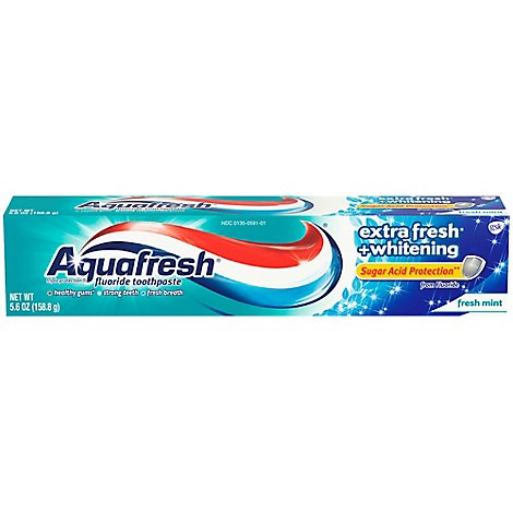 Aquafresh Toothpaste Fluoride Extra Fresh + Whitening Fresh Mint - 5.6 Oz