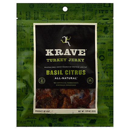 Krave Turkey Jerky Basil Citrus - 3.25 Oz - Image 1