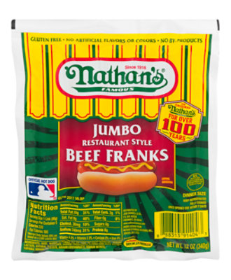 Nathan's Famous Jumbo Restaurant Style Beef Hot Dogs - 12 Oz - Image 2