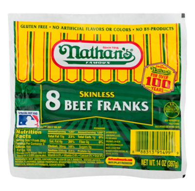 Nathan's Famous Skinless Beef Hot Dogs - 12 oz - Image 2
