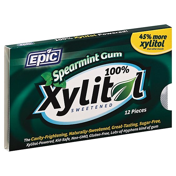 Epic Gum 100% Xylitol Sweetened Spearmint - 12 Count