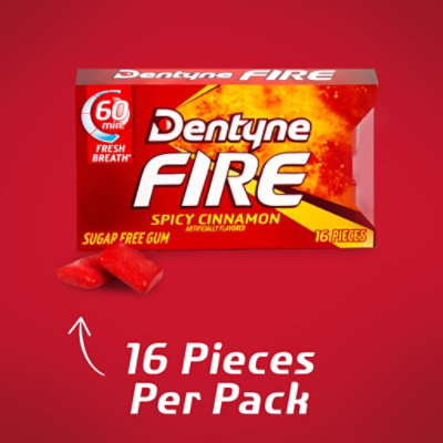 Dentyne Fire Gum Sugar Free Spicy Cinnamon Pack - 3-16 Count - Image 2