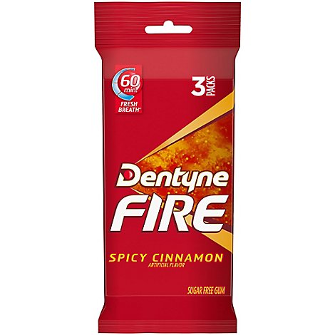 Dentyne Fire Gum Sugar Free Spicy Cinnamon Pack - 3-16 Count