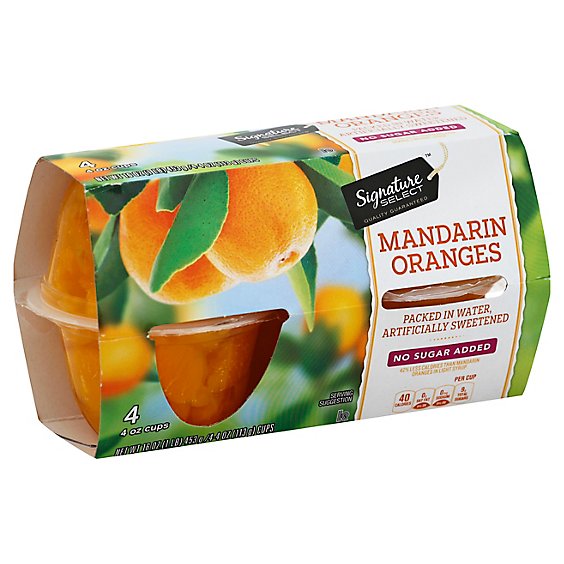 Signature SELECT Mandarin Oranges No Sugar Added Cups - 4-4 Oz