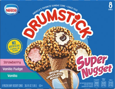 Drumstick Frozen Dairy Dessert Cones Super Nugget 8 Cones - 36.8 Fl. Oz. - Image 2