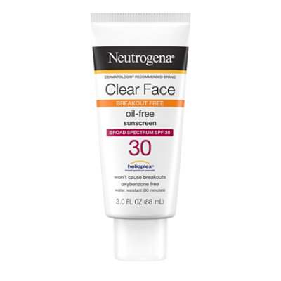 Neutrogena Clear Face Liquid-Lotion Sunscreen Break-Out Free Spf 30 - 3 Fl. Oz. - Image 1