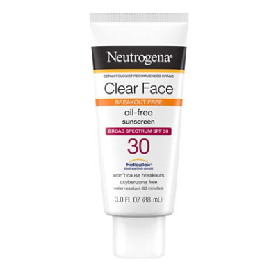 Neutrogena Clear Face Liquid-Lotion Sunscreen Break-Out Free Spf 30 - 3 Fl. Oz.