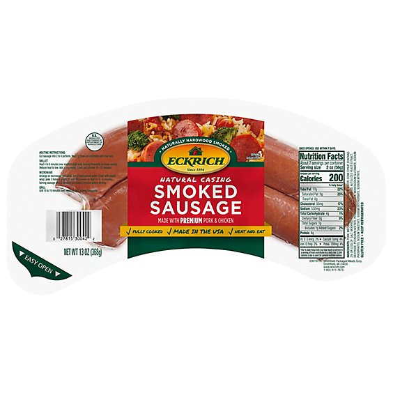Eckrich Natural Casing Smoked Sausage - 13 Oz