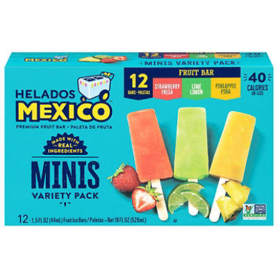 Helados Mexico Frozen Fruit Bars Pineapple Lime Strawberry Minis 12 Count - 18 Fl. Oz. - Image 3