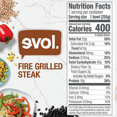 Evol Gluten Free Fire Grilled Steak Frozen Bowl- 9 Oz - Image 2
