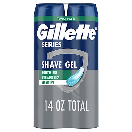 Gillette Series Soothing Shave Gel for Men with Aloe Vera Twin Pack - 2-7 Oz - Image 1