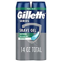 Gillette Series Soothing Shave Gel for Men with Aloe Vera Twin Pack - 2-7 Oz - Image 1