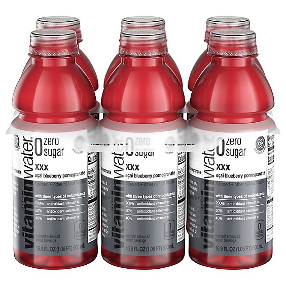 vitaminwater Zero Water Beverage Nutrient Enhanced Acai Blueberry Pomegranate - 6-16.9 Fl. Oz.