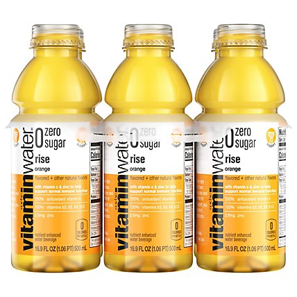vitaminwater Zero Water Beverage Nutrient Enhanced Rise Orange - 6-16.9 Fl. Oz. - Image 1