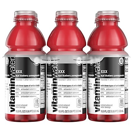 vitaminwater Water Beverage Nutrient Enhanced XXX Acai Blueberry Pomegranate - 6-16.9 Fl. Oz. - Image 3