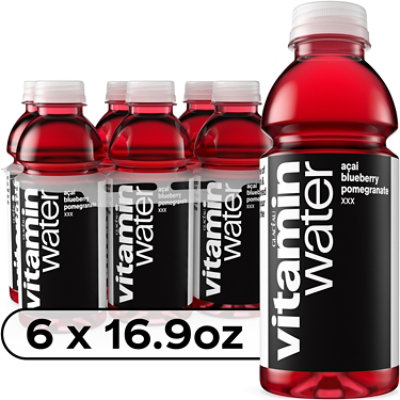 vitaminwater Water Beverage Nutrient Enhanced XXX Acai Blueberry Pomegranate - 6-16.9 Fl. Oz.